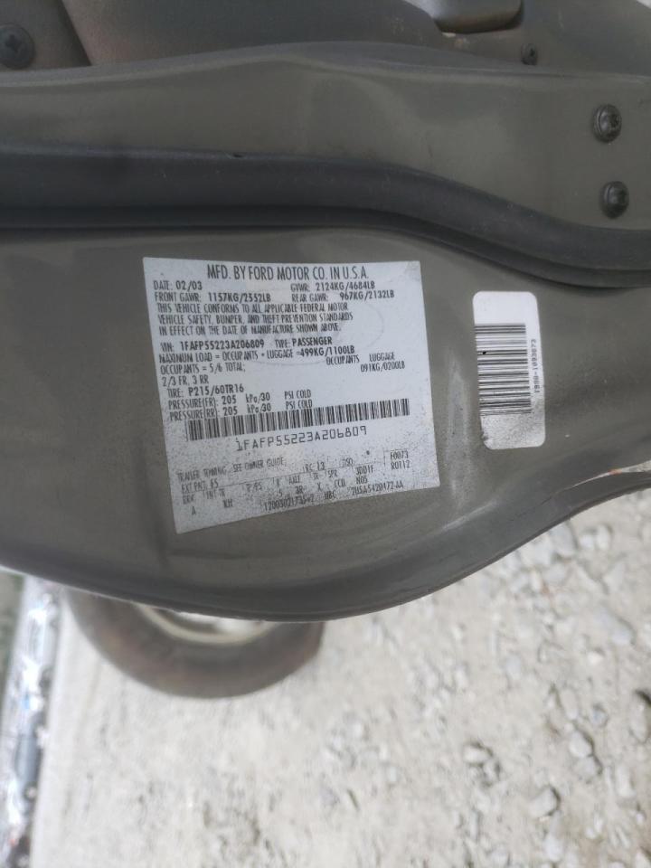 Photo 10 from auction – 2003 FORD TAURUS SES with VIN 1FAFP55223A206809