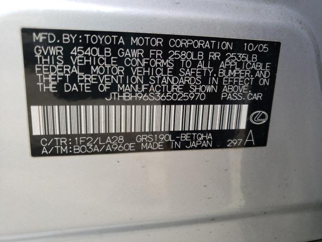 Photo 10 from auction – 2006 LEXUS GS 300 with VIN JTHBH96S365025970