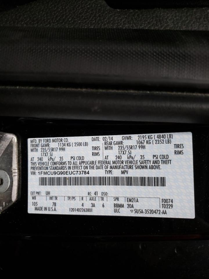 Photo 10 from auction – 2014 FORD ESCAPE SE with VIN 1FMCU9G90EUC73784
