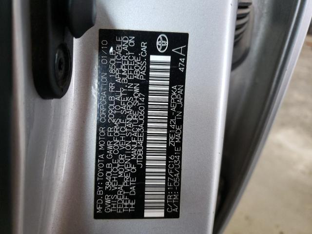 Photo 10 from auction – 2010 TOYOTA COROLLA BA with VIN JTDBU4EE3AJ060147