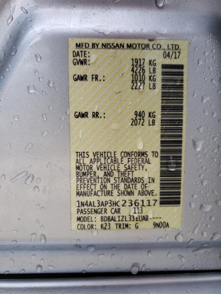 Photo 10 from auction – 2017 NISSAN ALTIMA 2.5 with VIN 1N4AL3AP3HC236117