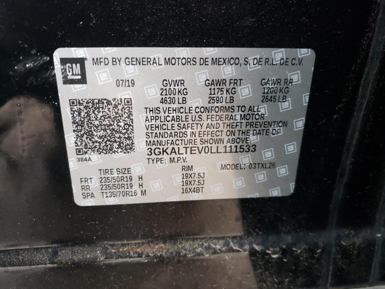 Photo 10 from auction – 2020 GMC TERRAIN SL with VIN 3GKALTEV0LL111533