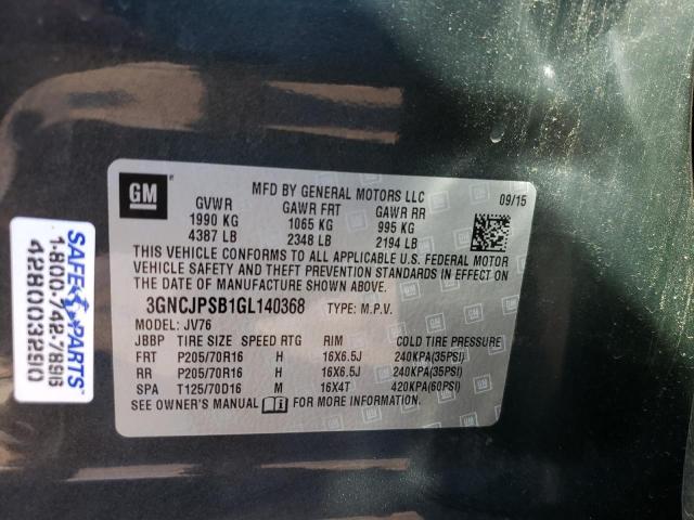 Photo 10 from auction – 2016 CHEVROLET TRAX 1LT with VIN 3GNCJPSB1GL140368