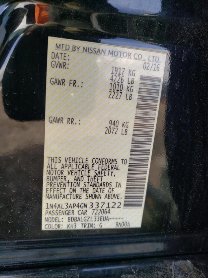 Photo 10 from auction – 2016 NISSAN ALTIMA 2.5 with VIN 1N4AL3AP4GN337122