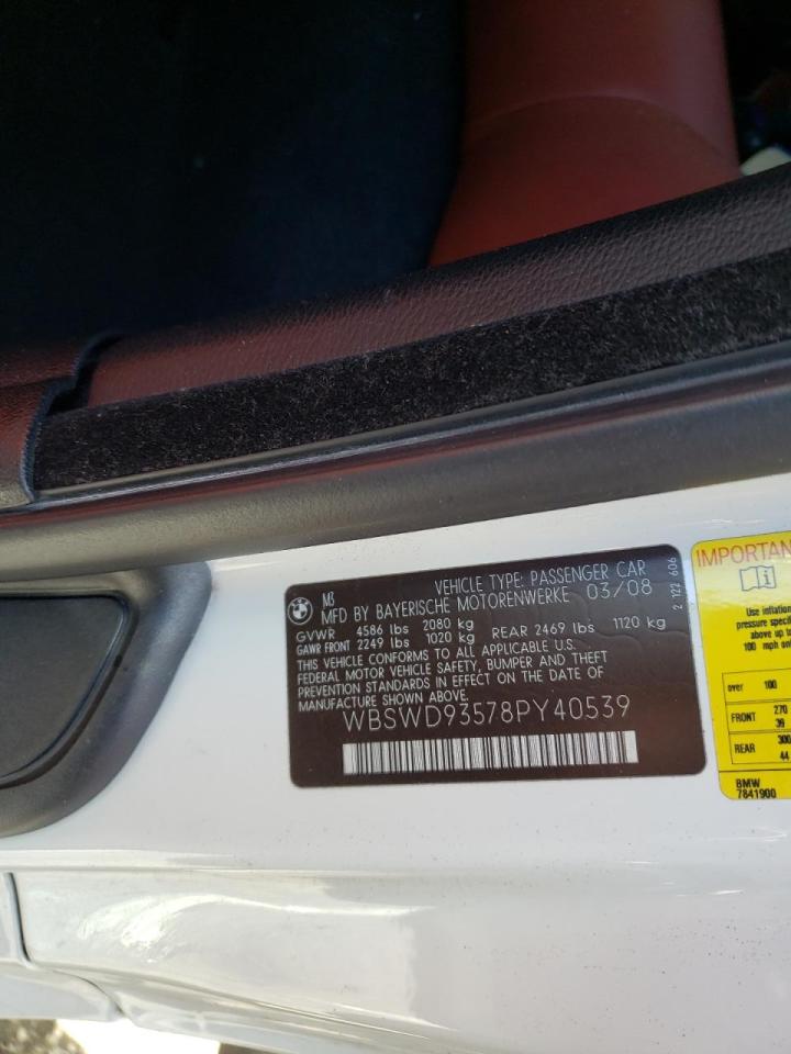 Photo 10 from auction – 2008 BMW M3 with VIN WBSWD93578PY40539