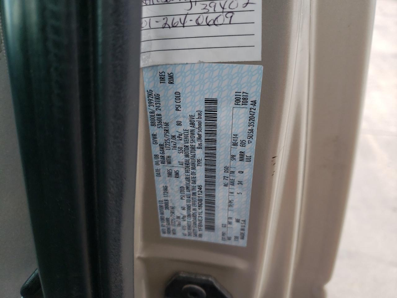 Photo 10 from auction – 2008 FORD ECONOLINE with VIN 1FBNE31L18DB11246
