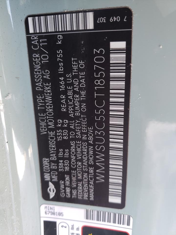 Photo 10 from auction – 2012 MINI COOPER with VIN WMWSU3C55CT185703