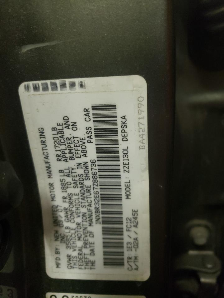 Photo 10 from auction – 2007 TOYOTA COROLLA CE with VIN 1NXBR32E67Z886736