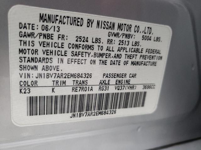 Photo 10 from auction – 2014 INFINITI Q50 BASE with VIN JN1BV7AR2EM684326