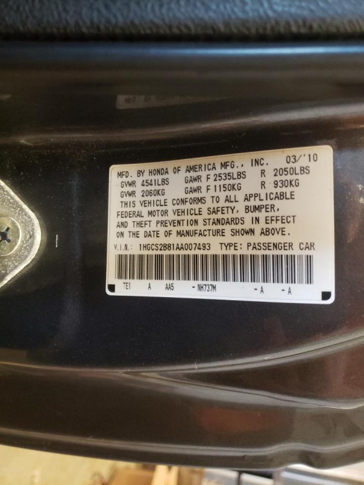 Photo 10 from auction – 2010 HONDA ACCORD EXL with VIN 1HGCS2B81AA007493