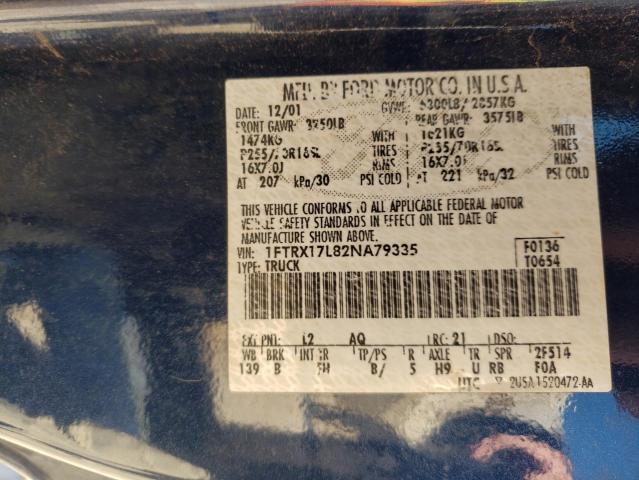 Photo 10 from auction – 2002 FORD F150 with VIN 1FTRX17L82NA79335