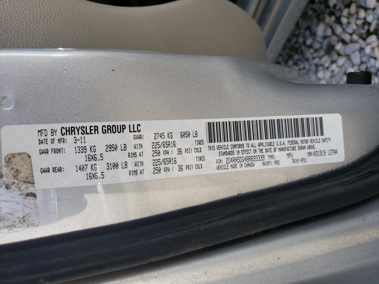 Photo 10 from auction – 2011 DODGE GRAND CARA with VIN 2D4RN5DG4BR693339