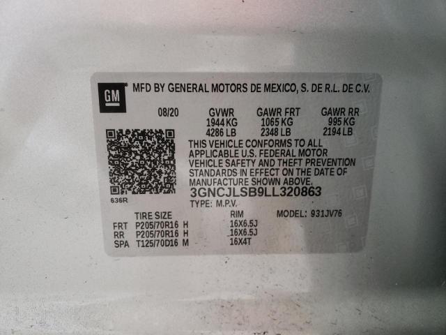 Photo 10 from auction – 2020 CHEVROLET TRAX 1LT with VIN 3GNCJLSB9LL320863