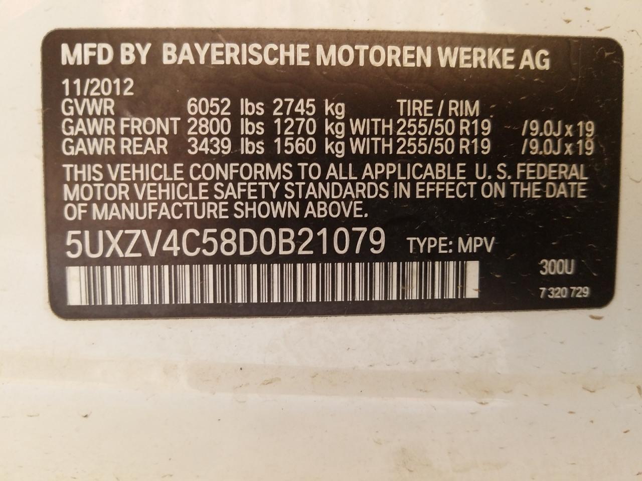Photo 10 from auction – 2013 BMW X5 XDRIVE3 with VIN 5UXZV4C58D0B21079