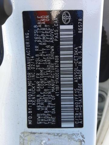 Photo 10 from auction – 2014 TOYOTA CAMRY L with VIN 4T1BF1FK0EU787808