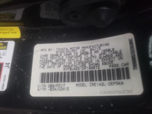 Photo 10 from auction – 2013 TOYOTA COROLLA BA with VIN 5YFBU4EE1DP188872