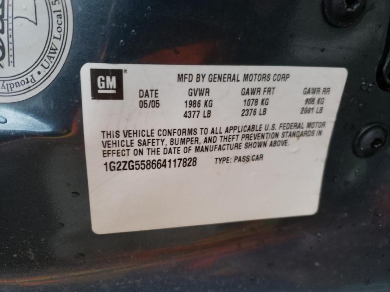 Photo 10 from auction – 2006 PONTIAC G6 SE1 with VIN 1G2ZG558664117828
