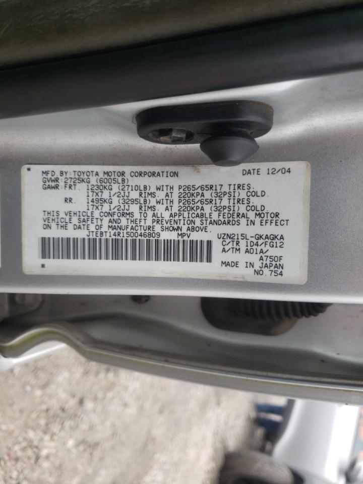 Photo 10 from auction – 2005 TOYOTA 4RUNNER SR with VIN JTEBT14R150046809