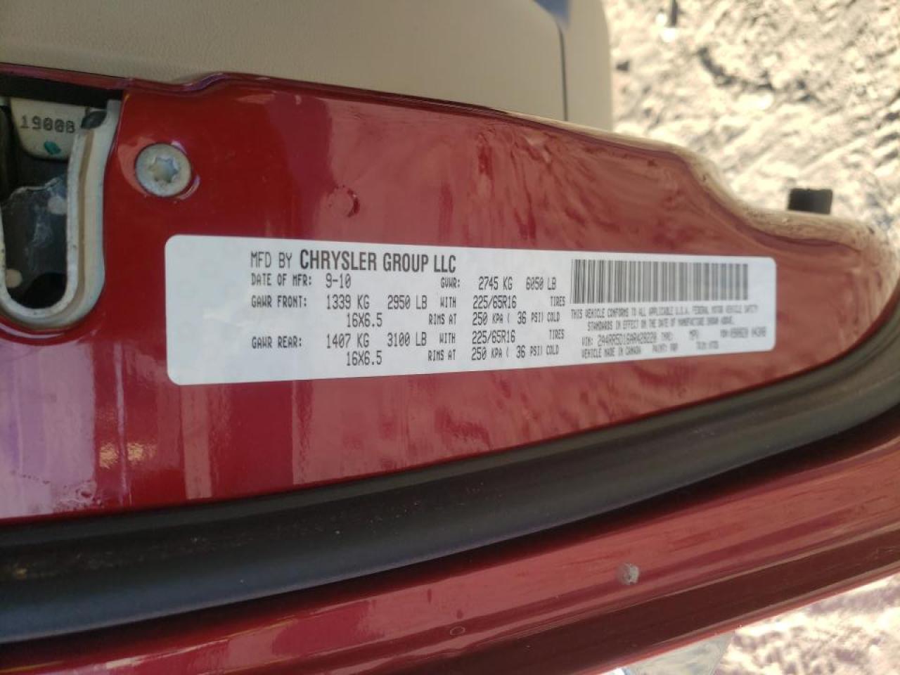 Photo 10 from auction – 2010 CHRYSLER TOWN & COU with VIN 2A4RR5D16AR428220