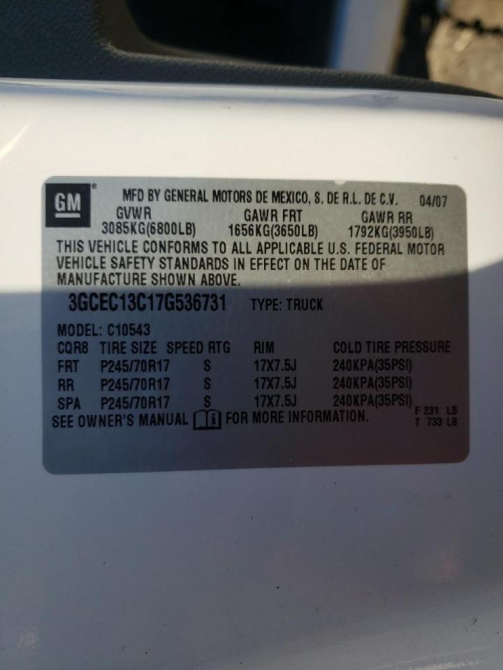 Photo 10 from auction – 2007 CHEVROLET SILVERADO with VIN 3GCEC13C17G536731