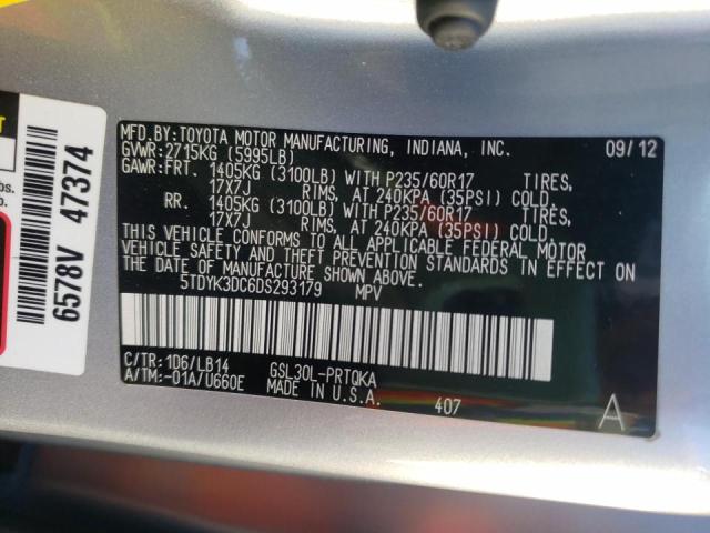 Photo 10 from auction – 2013 TOYOTA SIENNA XLE with VIN 5TDYK3DC6DS293179