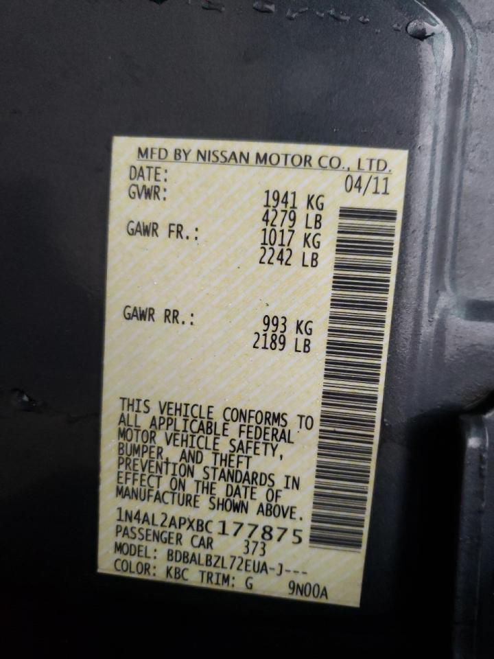 Photo 10 from auction – 2011 NISSAN ALTIMA BAS with VIN 1N4AL2APXBC177875