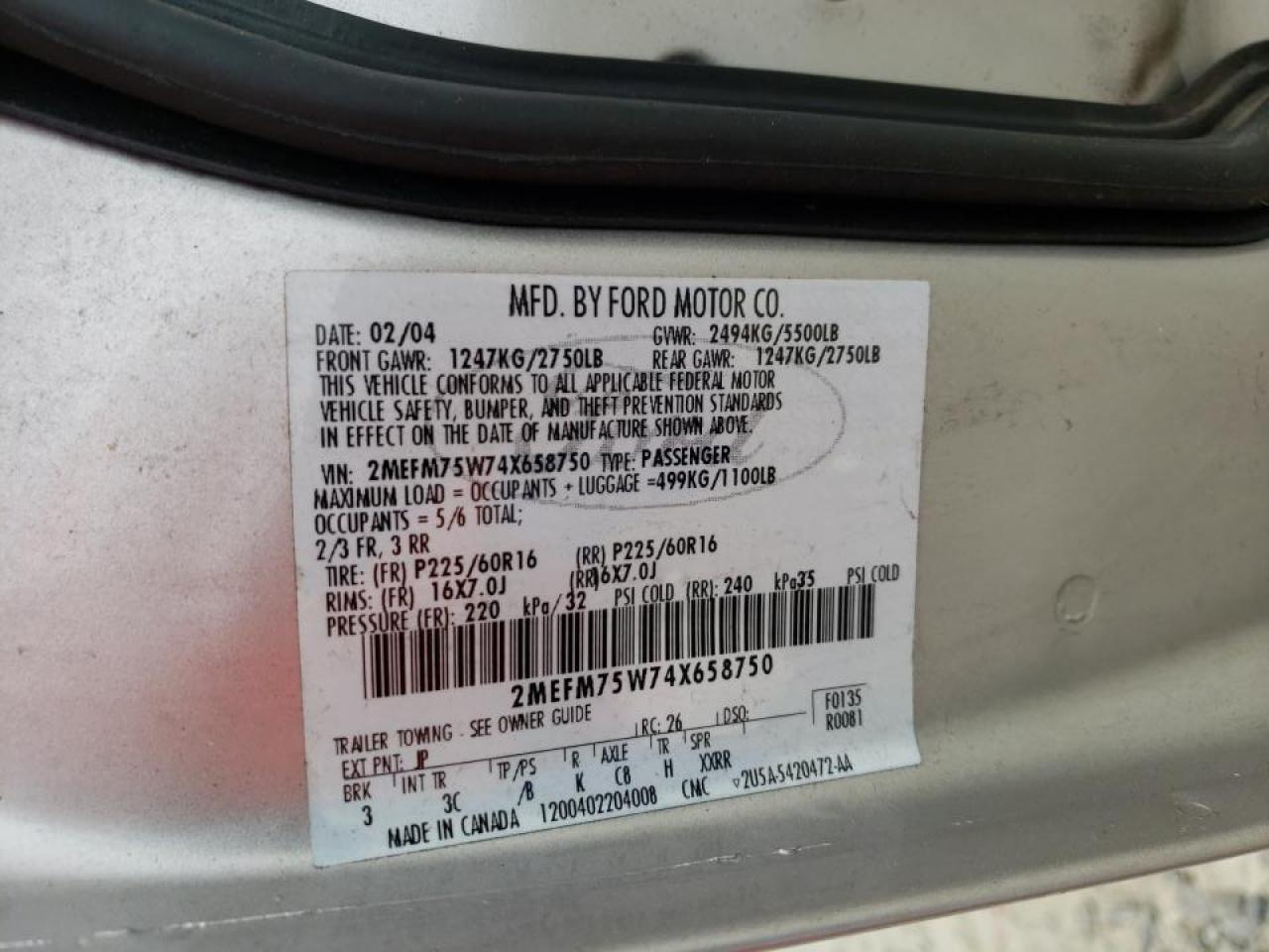 Photo 10 from auction – 2004 MERCURY GRAND MARQ with VIN 2MEFM75W74X658750
