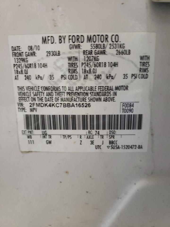 Photo 10 from auction – 2011 FORD EDGE LIMIT with VIN 2FMDK4KC7BBA16526