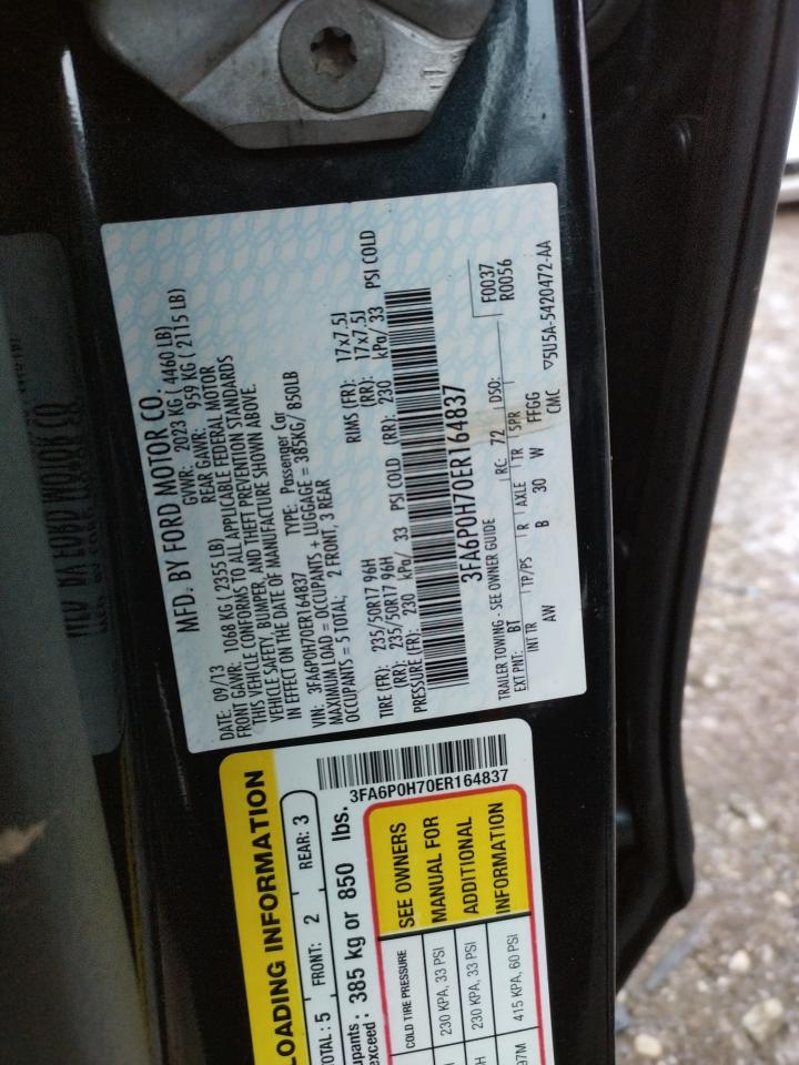 Photo 10 from auction – 2014 FORD FUSION SE with VIN 3FA6P0H70ER164837