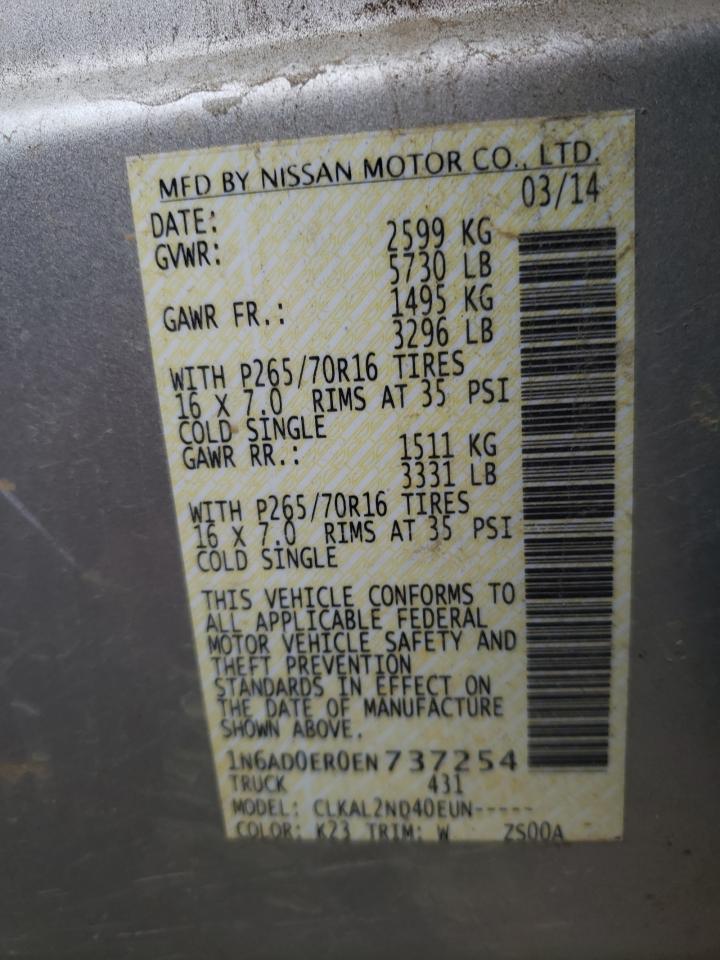 Photo 10 from auction – 2014 NISSAN FRONTIER S with VIN 1N6AD0ER0EN737254