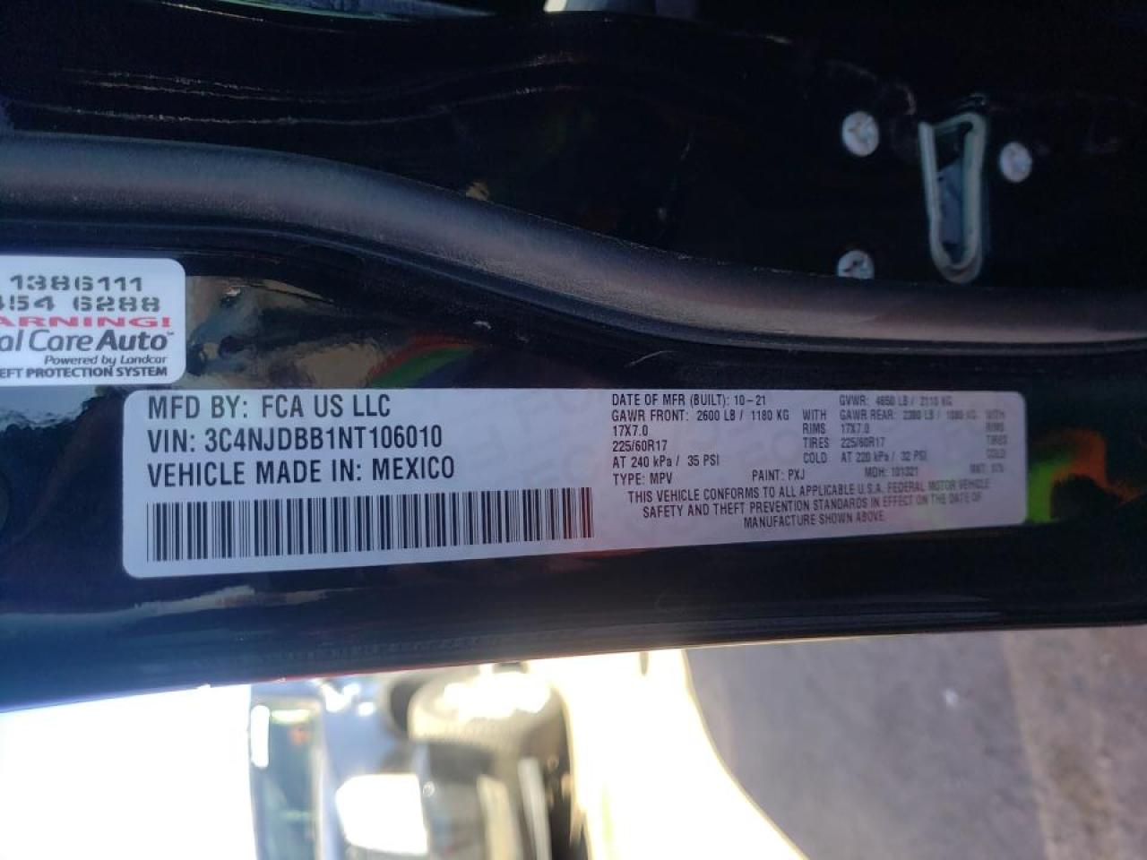 Photo 10 from auction – 2022 JEEP COMPASS LA with VIN 3C4NJDBB1NT106010