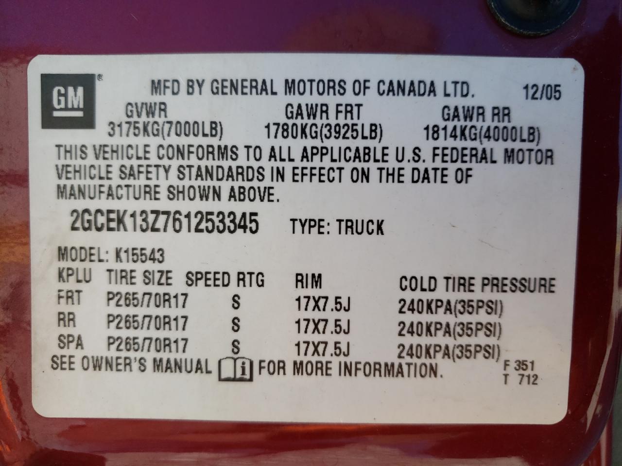 Photo 10 from auction – 2006 CHEVROLET SILVERADO with VIN 2GCEK13Z761253345