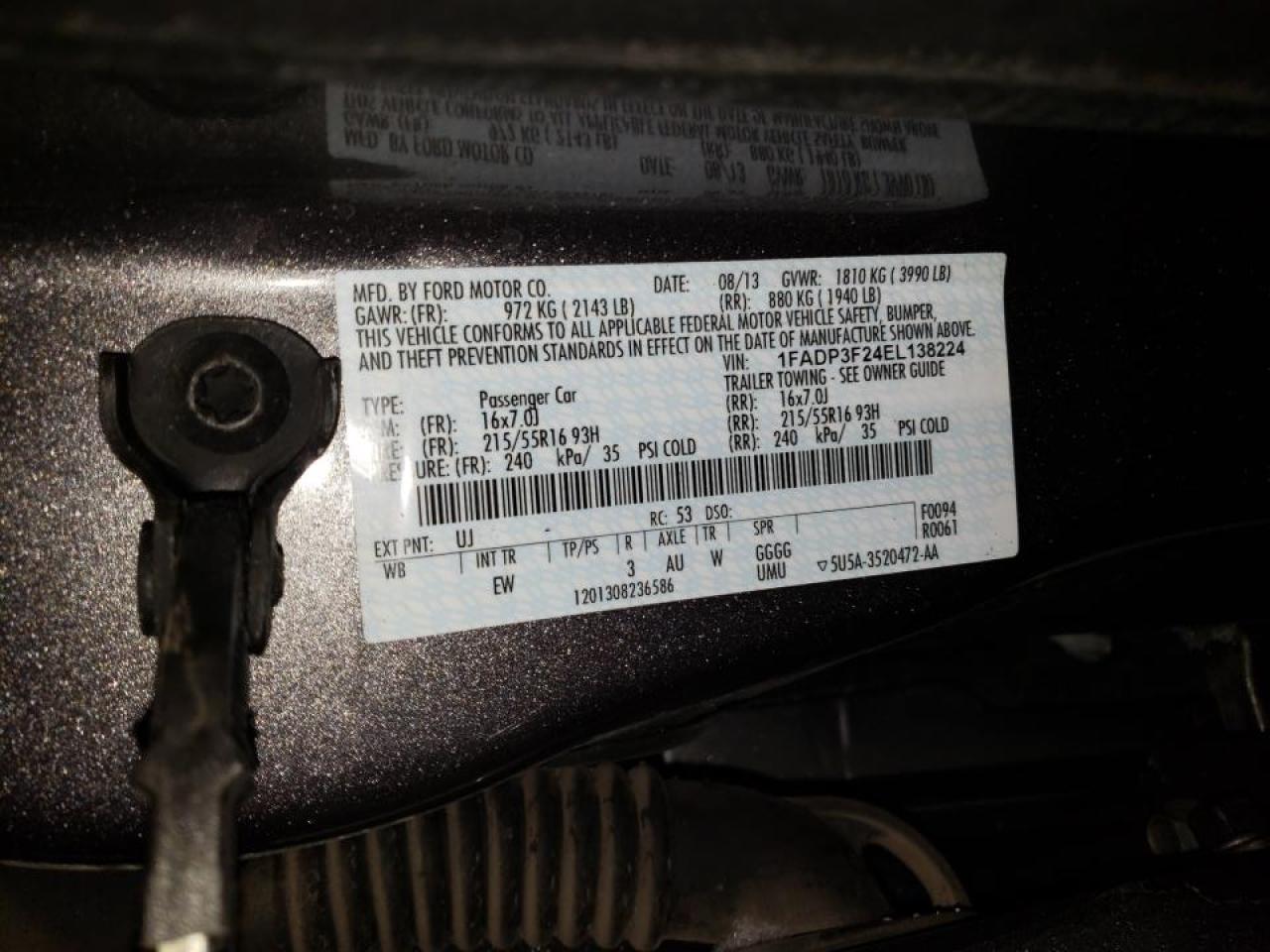 Photo 10 from auction – 2014 FORD FOCUS SE with VIN 1FADP3F24EL138224