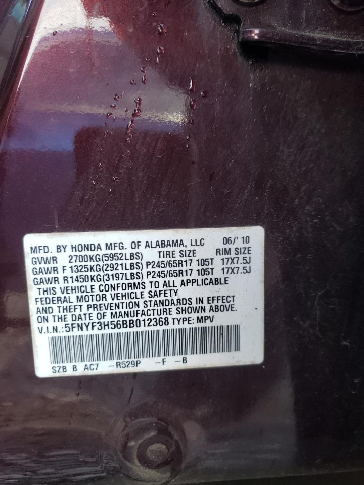 Photo 10 from auction – 2011 HONDA PILOT EXL with VIN 5FNYF3H56BB012368