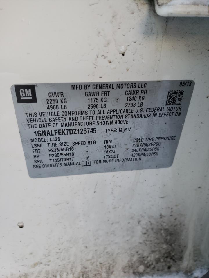 Photo 10 from auction – 2013 CHEVROLET EQUINOX LT with VIN 1GNALFEK7DZ126745