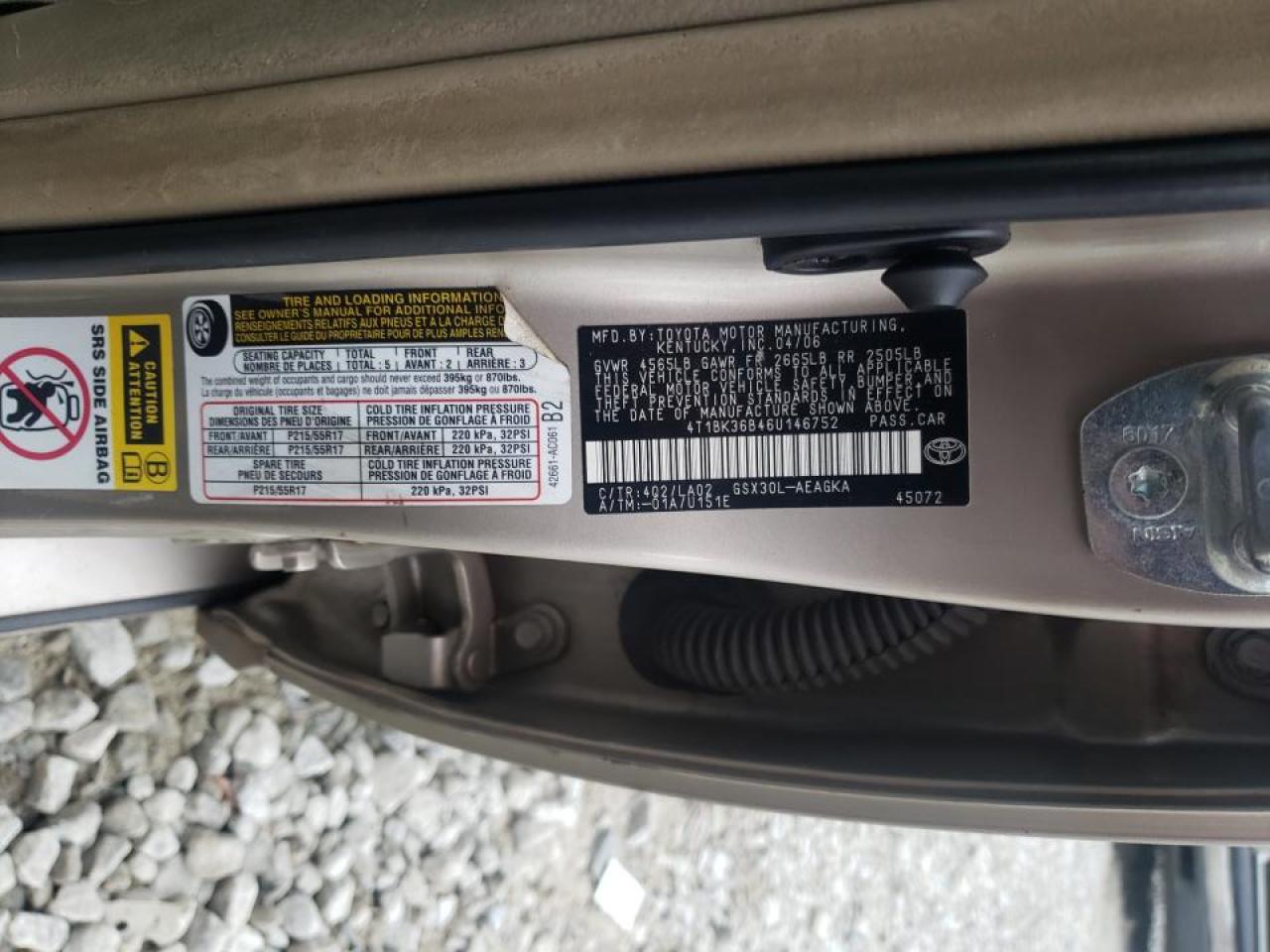 Photo 10 from auction – 2006 TOYOTA AVALON XLS with VIN 4T1BK36B46U146752