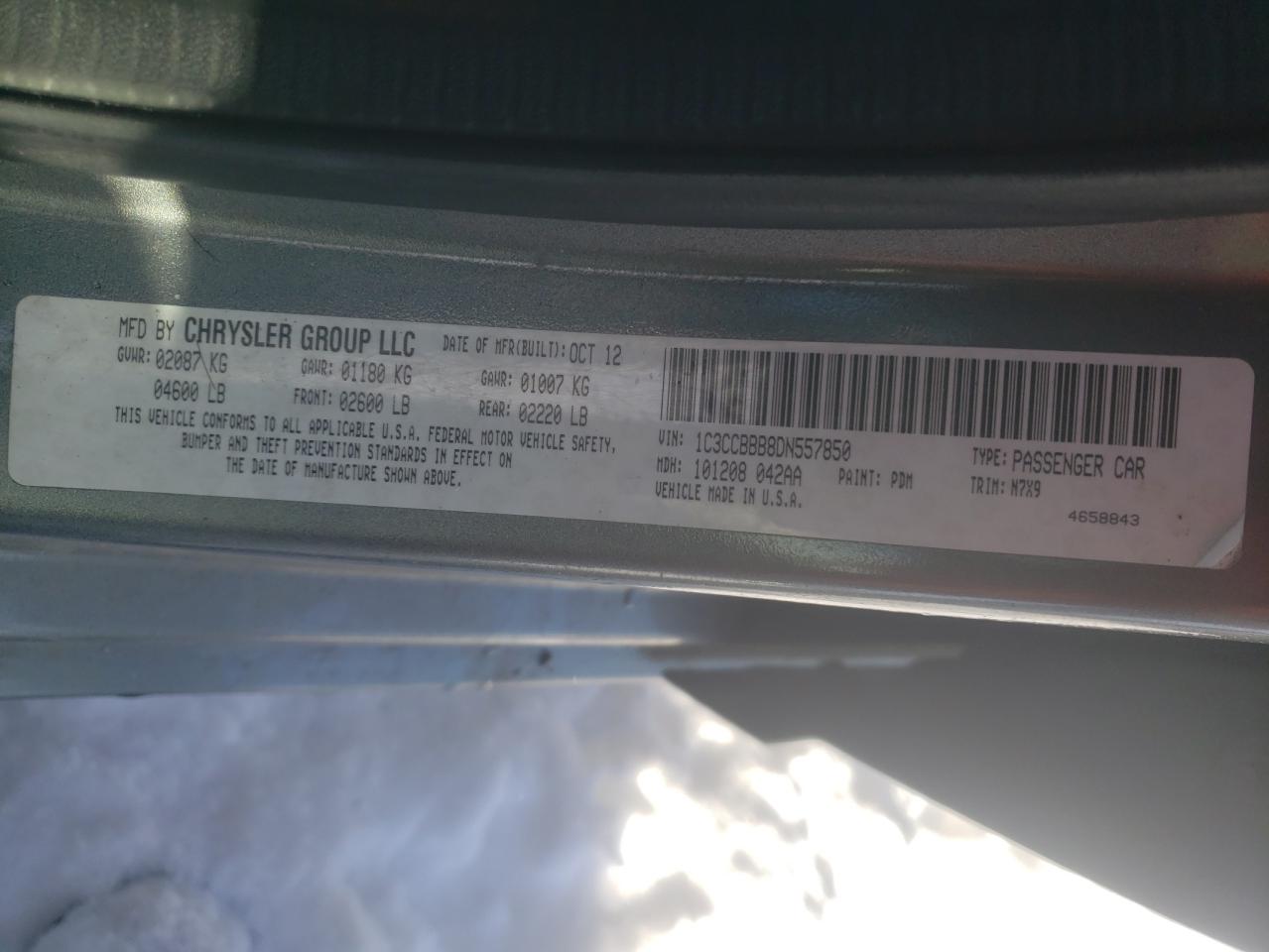 Photo 10 from auction – 2013 CHRYSLER 200 TOURIN with VIN 1C3CCBBB8DN557850