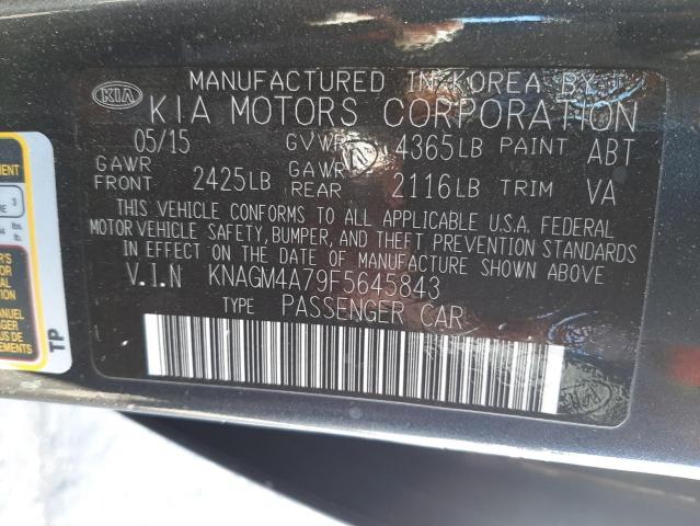 Photo 10 from auction – 2015 KIA OPTIMA LX with VIN KNAGM4A79F5645843