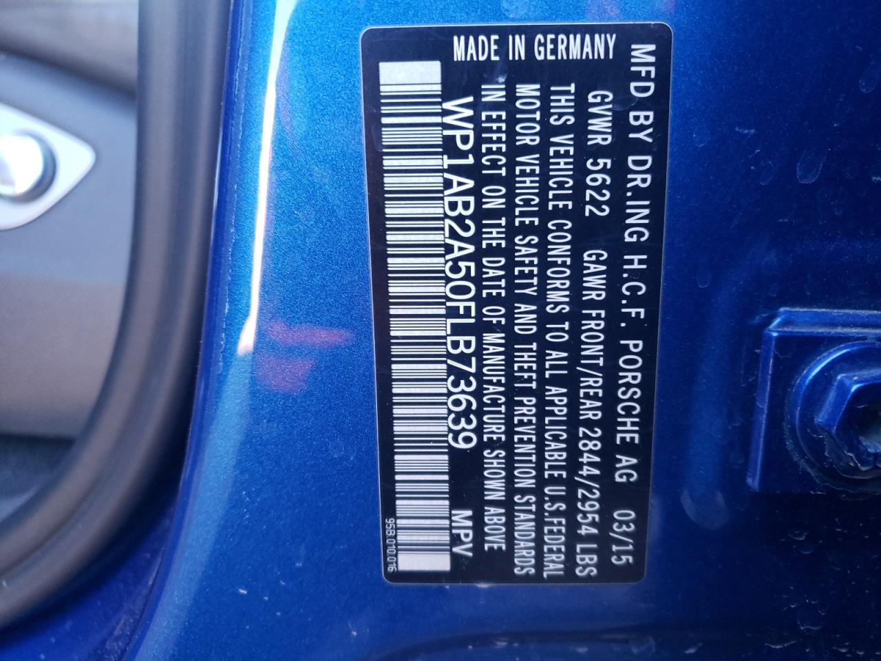 Photo 10 from auction – 2015 PORSCHE MACAN S with VIN WP1AB2A50FLB73639