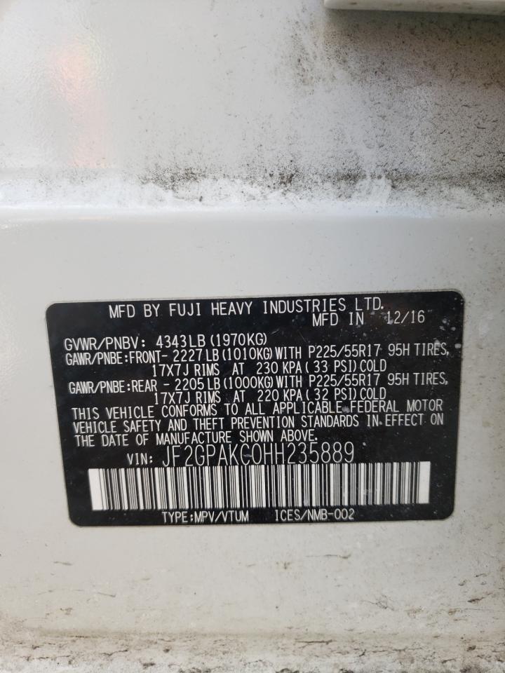 Photo 10 from auction – 2017 SUBARU CROSSTREK with VIN JF2GPAKC0HH235889