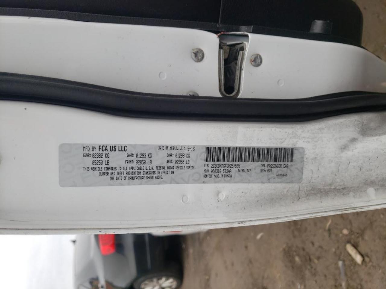 Photo 10 from auction – 2016 DODGE CHARGER PO with VIN 2C3CDXAGXGH257585