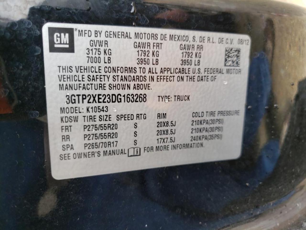 Photo 10 from auction – 2013 GMC SIERRA K15 with VIN 3GTP2XE23DG163268