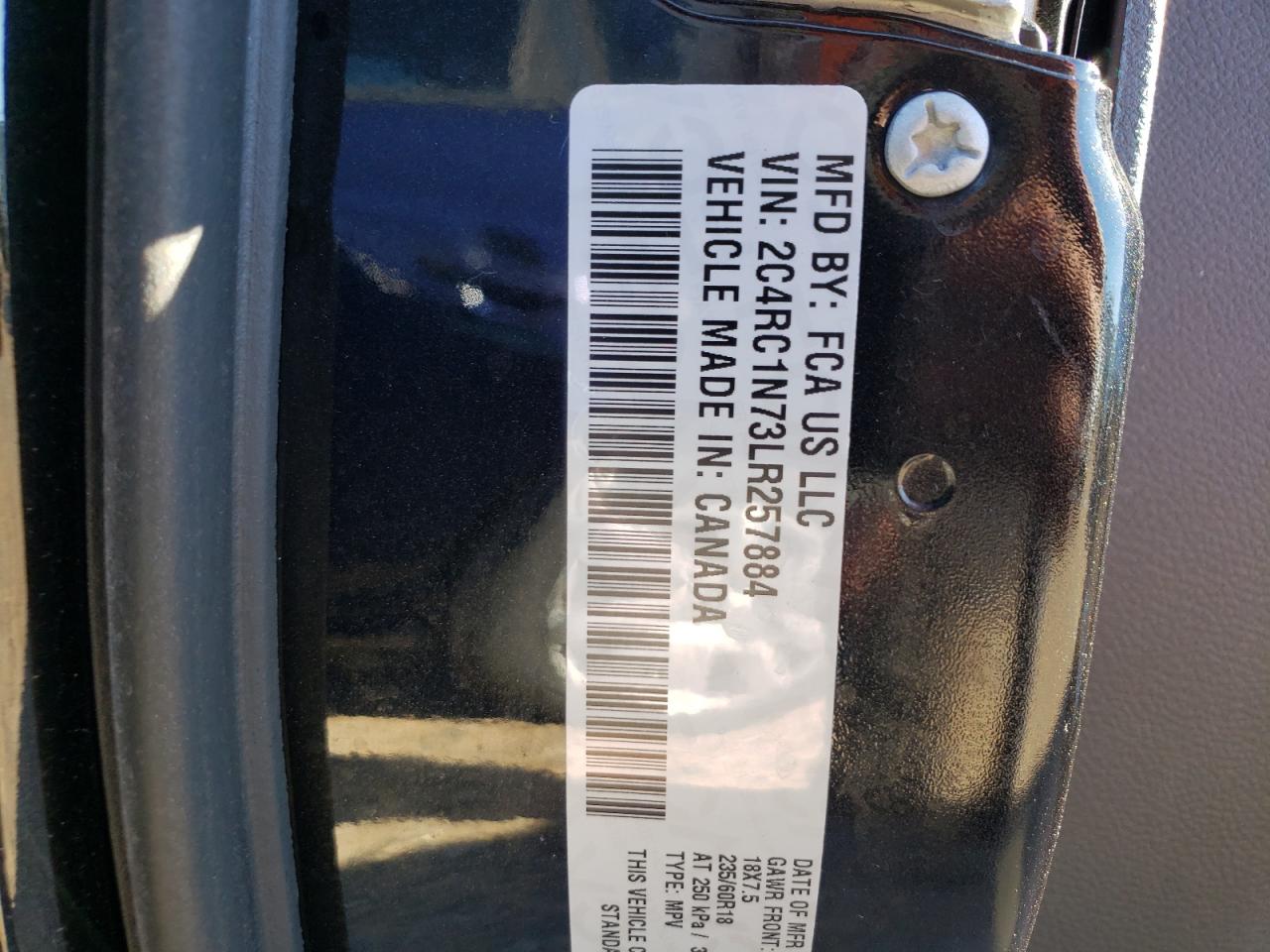 Фото 10 с аукциона – 2020 CHRYSLER PACIFICA H с VIN 2C4RC1N73LR257884