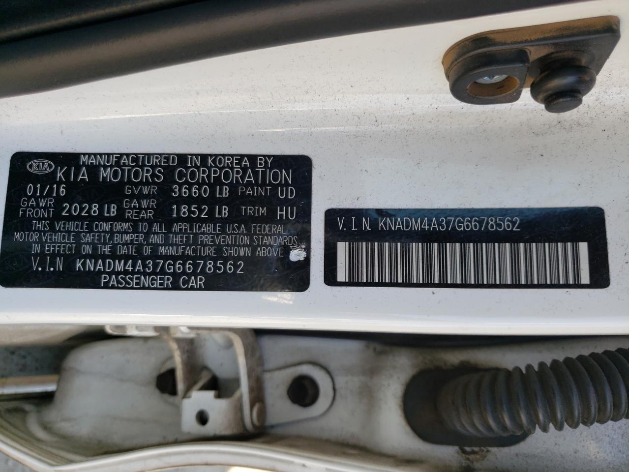 Photo 10 from auction – 2016 KIA RIO LX with VIN KNADM4A37G6678562