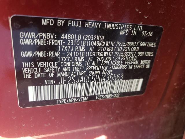 Photo 10 from auction – 2017 SUBARU FORESTER 2 with VIN JF2SJAGC5HH436563