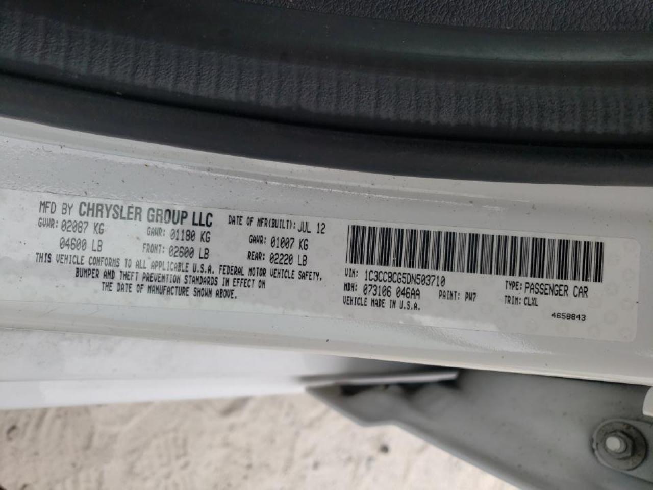 Photo 10 from auction – 2013 CHRYSLER 200 LIMITE with VIN 1C3CCBCG5DN503710