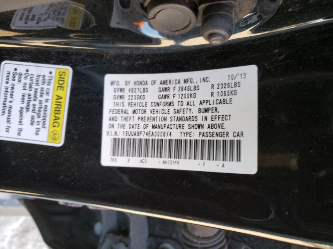 Photo 10 from auction – 2014 ACURA TL ADVANCE with VIN 19UUA9F74EA000674