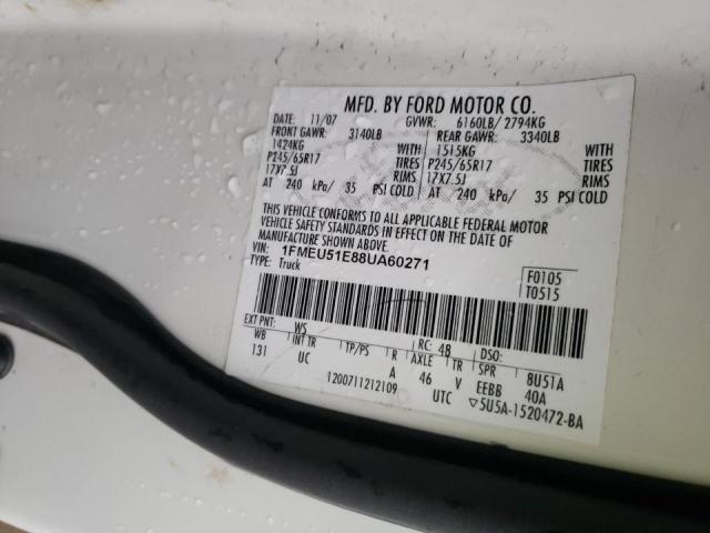 Photo 10 from auction – 2008 FORD EXPLORER S with VIN 1FMEU51E88UA60271