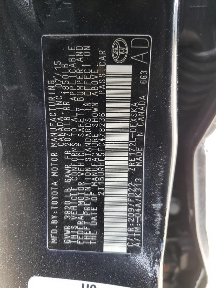 Photo 10 from auction – 2015 TOYOTA COROLLA L with VIN 2T1BURHE5FC478236