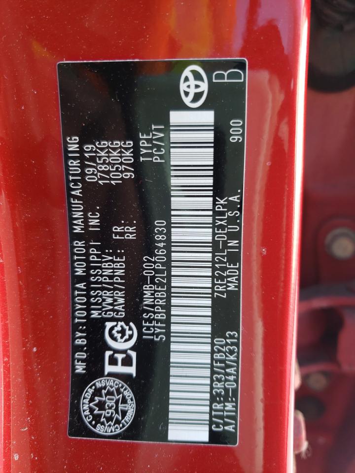 Photo 10 from auction – 2020 TOYOTA COROLLA LE with VIN 5YFBPRBE2LP064830